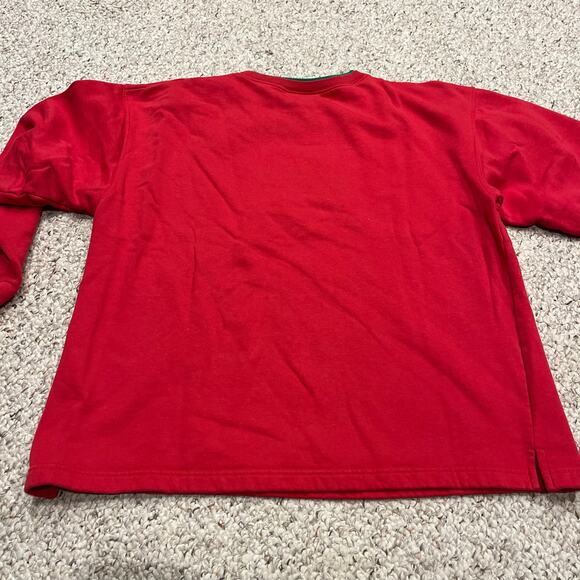 Christmas Novelty Sweatshirt Sz L Reindeer "Lighten Up" Embroidered Vintage - Picture 5 of 7